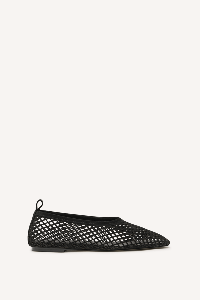 Lou Perforated Flat Black Suede